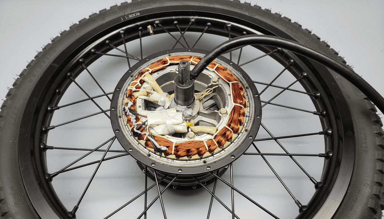 Öppnad elmotor som visar inre komponenter