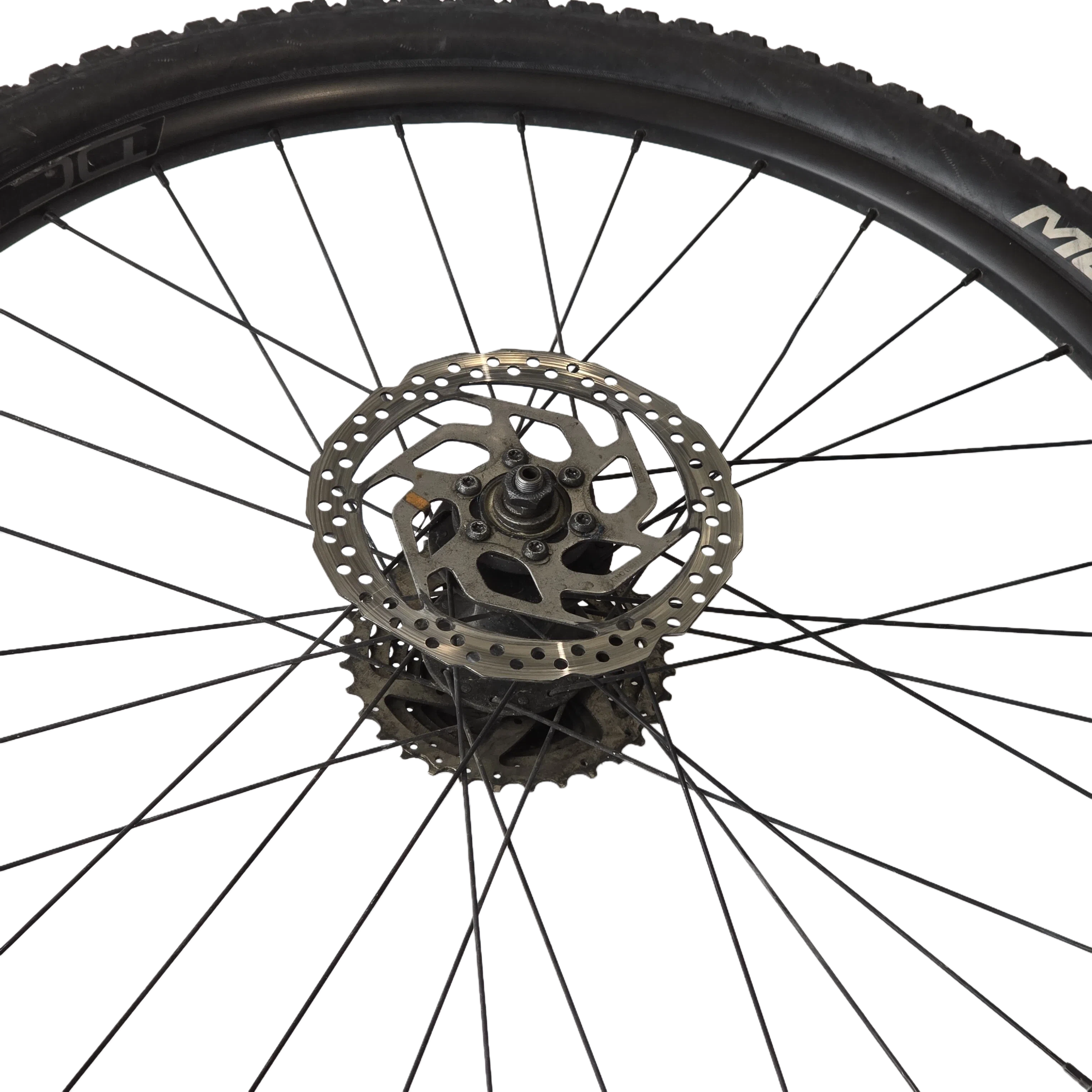 Gamla hjulet med bromsskivan uppåt